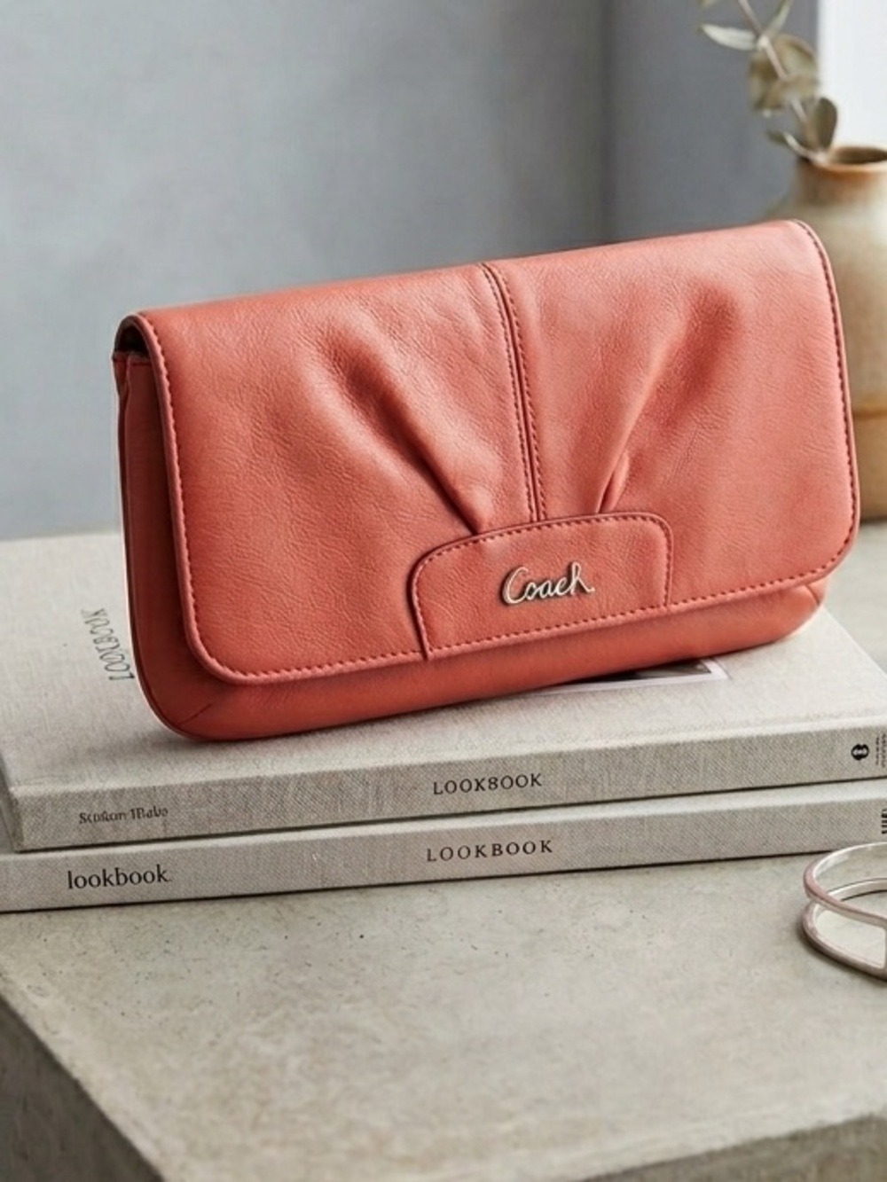 COACH Wristlet Ashley large clutch Mini Bag in Dusty Coral